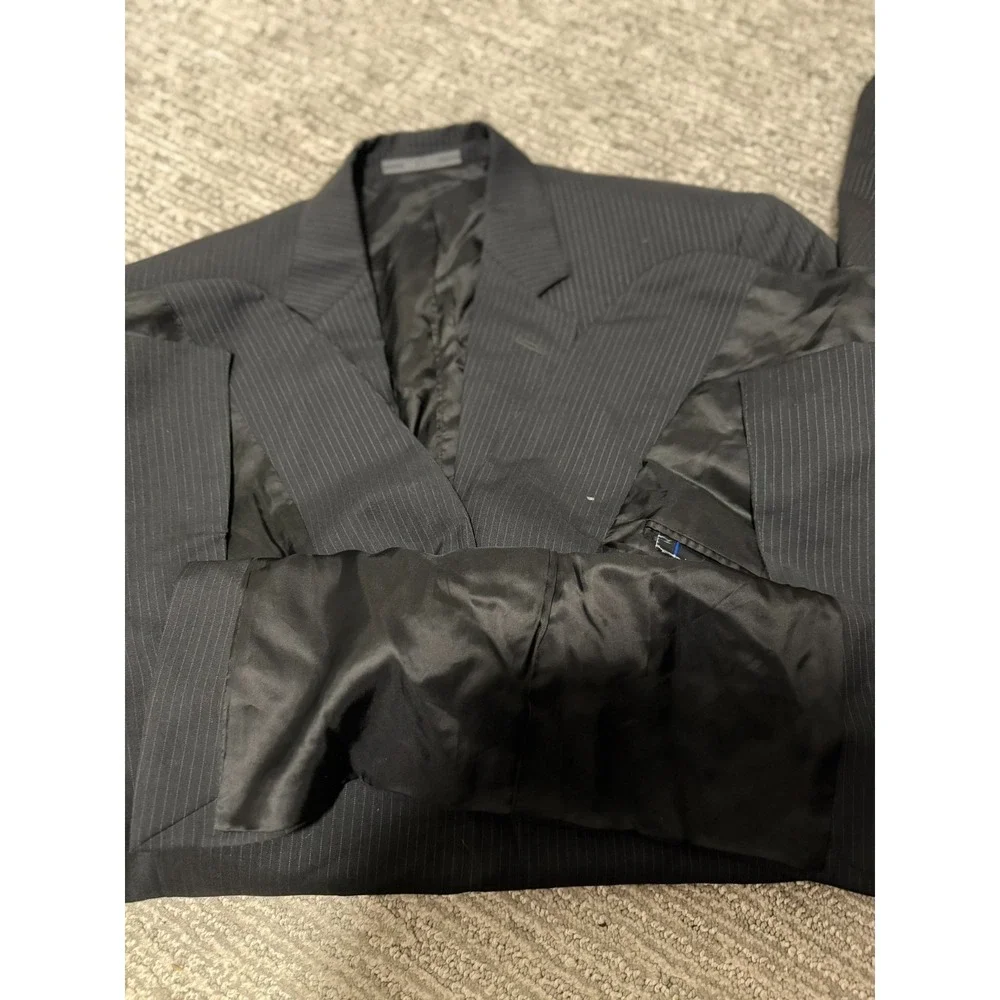 Cerruti 1881 Men's Suit Size 50 Made in Italy Black Pinstripe 2 Piece